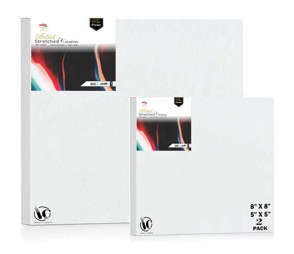 Variety_Canvas®___5"x5"_(12.5x12.5_cm),_8"X8"_(20x20_cm)_Pack_of_2__Artist_Series_10_Oz_100%_Cotton_Pre-Stretched_Canvas_with_Wooden_Frame_20x25_mm_|_Primed_Canvas_Stretched_for_Oil_&_Acrylic_Painting.
