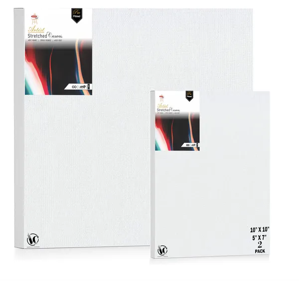 Variety_Canvas®___5"x_7"_(12.5x17.5_cm),_10"X10"_(25x25_cm)_Pack_of_2__Artist_Series_10_Oz_100%_Cotton_Pre-Stretched_Canvas_with_Wooden_Frame_20x25_MM_|_Primed_Canvas_Stretched_for_Oil_&_Acrylic_Painting.