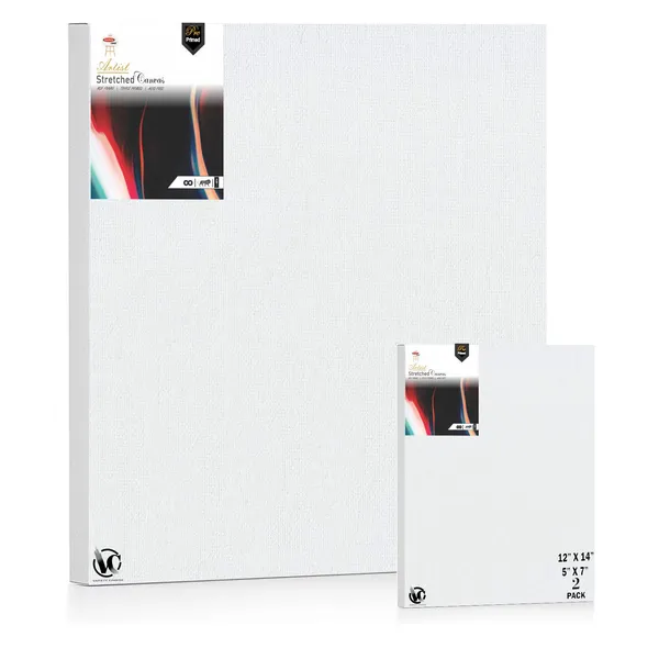 Variety_Canvas®___5"x_7"_(12.5x17.5_cm),_12"X14"_(30x35_cm)_Pack_of_2__Artist_Series_10_Oz_100%_Cotton_Pre-Stretched_Canvas_with_Wooden_Frame_20x25_MM_|_Primed_Canvas_Stretched_for_Oil_&_Acrylic_Painting.