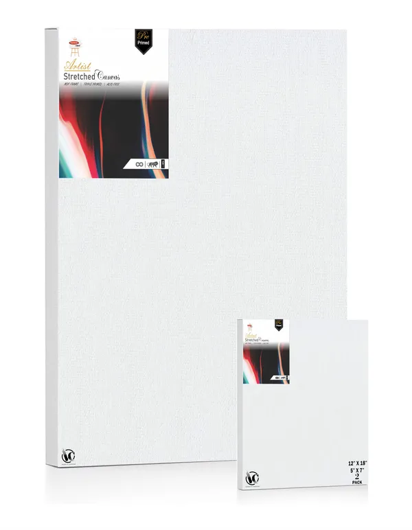 Variety_Canvas®___5"x_7"_(12.5x17.5_cm),_12"X18"_(30x45_cm)_Pack_of_2__Artist_Series_10_Oz_100%_Cotton_Pre-Stretched_Canvas_with_Wooden_Frame_20x25_MM_|_Primed_Canvas_Stretched_for_Oil_&_Acrylic_Painting.