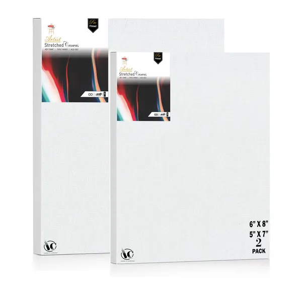 Variety_Canvas®___5"x_7"_(12.5x17.5_cm),_6"X8"_(15x20_cm)_Pack_of_2__Artist_Series_10_Oz_100%_Cotton_Pre-Stretched_Canvas_with_Wooden_Frame_20x25_MM_|_Primed_Canvas_Stretched_for_Oil_&_Acrylic_Painting.