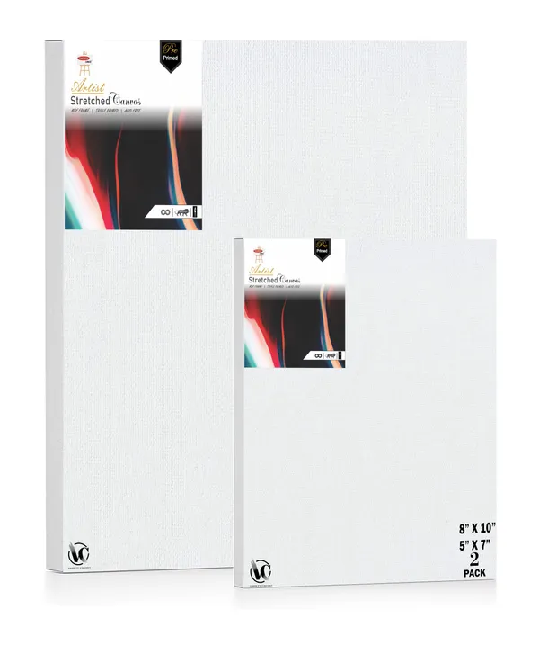Variety_Canvas®___5"x_7"_(12.5x17.5_cm),_8"X10"_(20x25_cm)_Pack_of_2__Artist_Series_10_Oz_100%_Cotton_Pre-Stretched_Canvas_with_Wooden_Frame_20x25_MM_|_Primed_Canvas_Stretched_for_Oil_&_Acrylic_Painting.