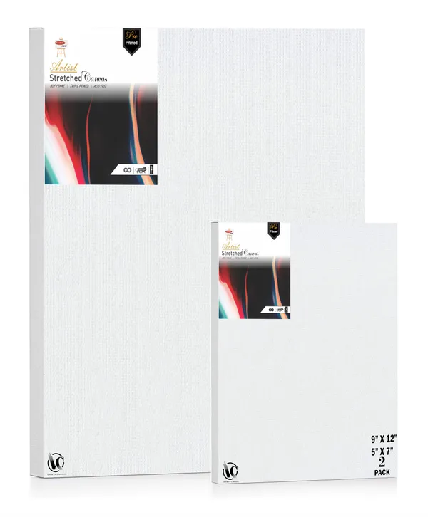 Variety_Canvas®___5"x_7"_(12.5x17.5_cm),_9"X12"_(22.5x30_cm)_Pack_of_2__Artist_Series_10_Oz_100%_Cotton_Pre-Stretched_Canvas_with_Wooden_Frame_20x25_MM_|_Primed_Canvas_Stretched_for_Oil_&_Acrylic_Painting.