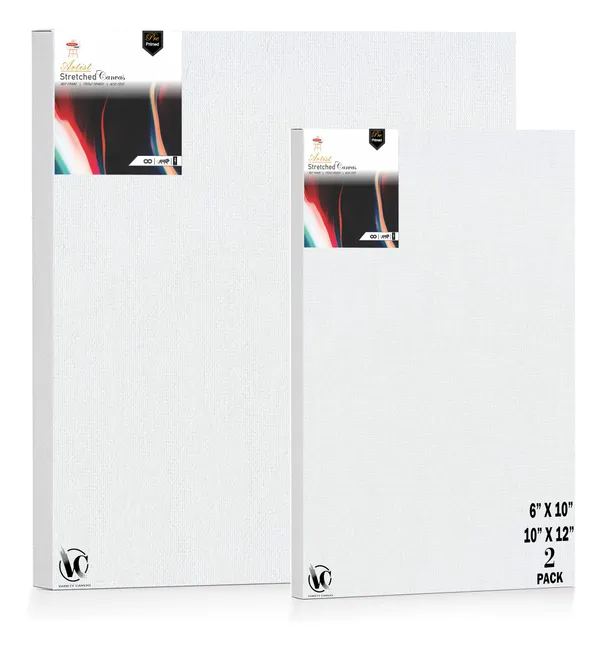 Variety_Canvas®___6"x_10"_(15x25_cm),_10"X12"_(25X30_cm)_Pack_of_2__Artist_Series_10_Oz_100%_Cotton_Pre-Stretched_Canvas_with_Wooden_Frame__20X25__MM_|_Primed_Canvas_Stretched_for_Oil_&_Acrylic_Painting.
