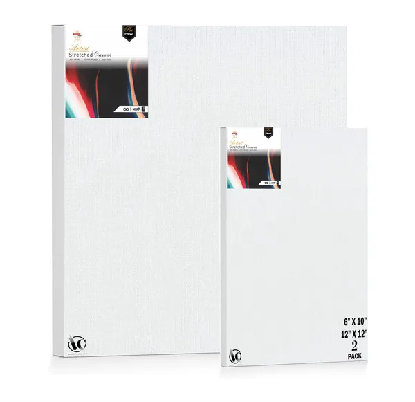 Variety_Canvas®___6"x_10"_(15x25_cm),_12"X12"_(30X30_cm)_Pack_of_2__Artist_Series_10_Oz_100%_Cotton_Pre-Stretched_Canvas_with_Wooden_Frame__20X25__MM_|_Primed_Canvas_Stretched_for_Oil_&_Acrylic_Painting.
