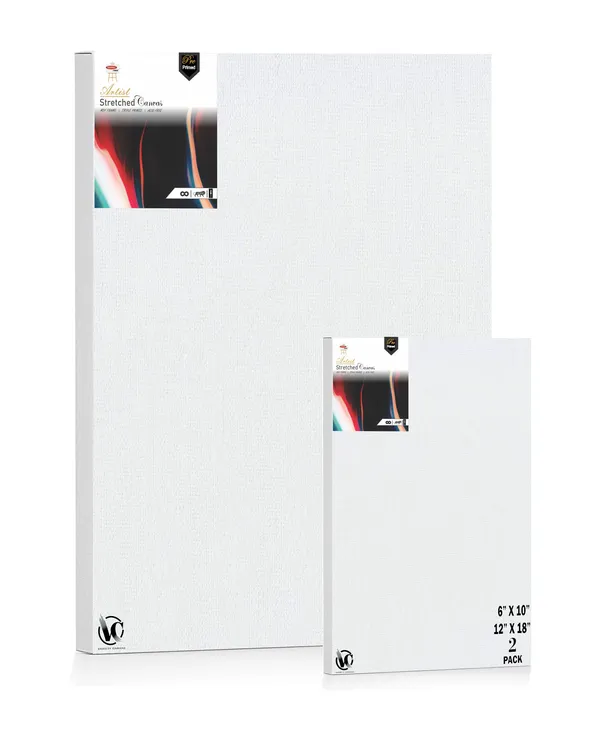 Variety_Canvas®___6"x_10"_(15x25_cm),_12"X18"_(30X45_cm)_Pack_of_2__Artist_Series_10_Oz_100%_Cotton_Pre-Stretched_Canvas_with_Wooden_Frame__20X25__MM_|_Primed_Canvas_Stretched_for_Oil_&_Acrylic_Painting.