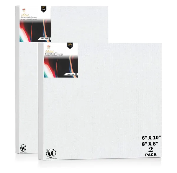 Variety_Canvas®___6"x_10"_(15x25_cm),_8"X8"_(20X20_cm)_Pack_of_2__Artist_Series_10_Oz_100%_Cotton_Pre-Stretched_Canvas_with_Wooden_Frame__20X25__MM_|_Primed_Canvas_Stretched_for_Oil_&_Acrylic_Painting.