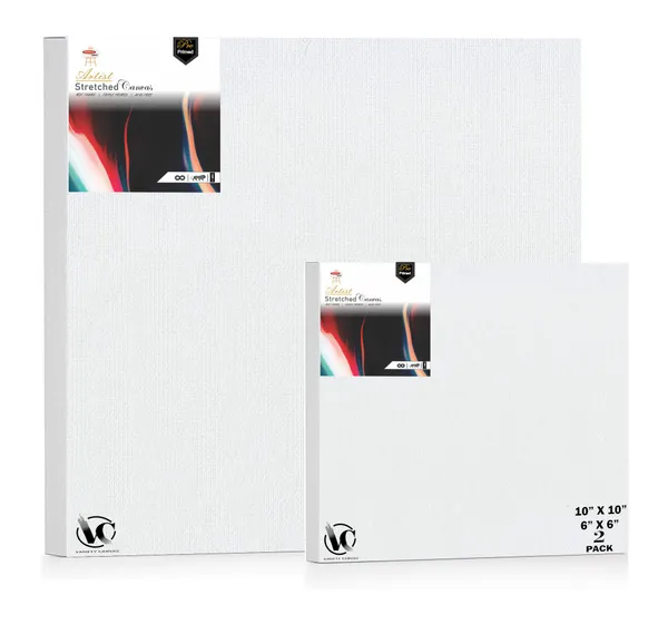Variety_Canvas®___6"x_6"_(15x15_cm),_10"X10"_(25x25_cm)_Pack_of_2__Artist_Series_10_Oz_100%_Cotton_Pre-Stretched_Canvas_with_Wooden_Frame__20X25__MM_|_Primed_Canvas_Stretched_for_Oil_&_Acrylic_Painting.
