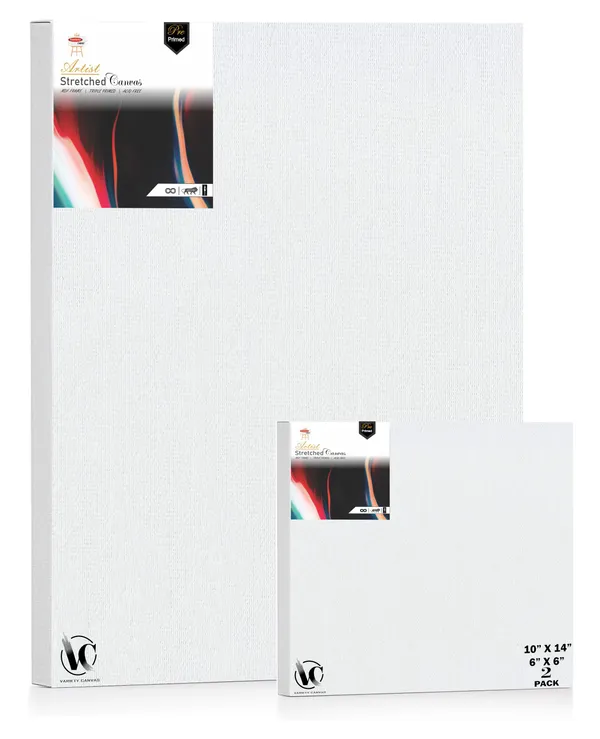 Variety_Canvas®___6"x_6"_(15x15_cm),_10"X14"_(25x35_cm)_Pack_of_2__Artist_Series_10_Oz_100%_Cotton_Pre-Stretched_Canvas_with_Wooden_Frame__20X25___MM_|_Primed_Canvas_Stretched_for_Oil_&_Acrylic_Painting.