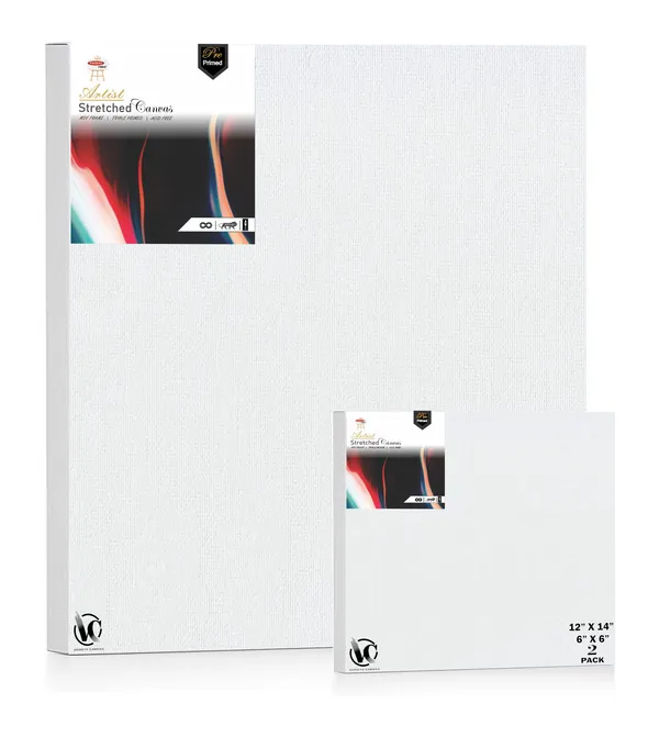 Variety_Canvas®___6"x_6"_(15x15_cm),_12"X14"_(30X35_cm)_Pack_of_2__Artist_Series_10_Oz_100%_Cotton_Pre-Stretched_Canvas_with_Wooden_Frame__20X25__MM_|_Primed_Canvas_Stretched_for_Oil_&_Acrylic_Painting.