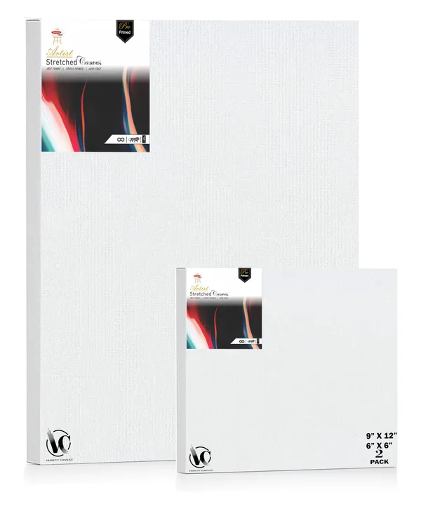 Variety_Canvas®___6"x_6"_(15x15_cm),_9"X12"_(22.5x30_cm)_Pack_of_2__Artist_Series_10_Oz_100%_Cotton_Pre-Stretched_Canvas_with_Wooden_Frame__20X25__MM_|_Primed_Canvas_Stretched_for_Oil_&_Acrylic_Painting.