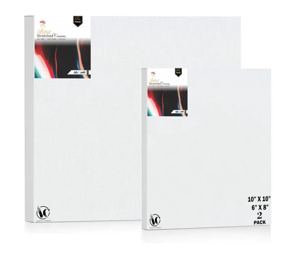 Variety_Canvas®___6"x_8"_(15x20_cm),_10"X10"_(25X25_cm)_Pack_of_2__Artist_Series_10_Oz_100%_Cotton_Pre-Stretched_Canvas_with_Wooden_Frame__20X25_MM_|_Primed_Canvas_Stretched_for_Oil_&_Acrylic_Painting.
