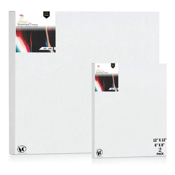 Variety_Canvas®___6"x_8"_(15x20_cm),_12"X12"_(30X30_cm)_Pack_of_2__Artist_Series_10_Oz_100%_Cotton_Pre-Stretched_Canvas_with_Wooden_Frame__20X25_MM_|_Primed_Canvas_Stretched_for_Oil_&_Acrylic_Painting.
