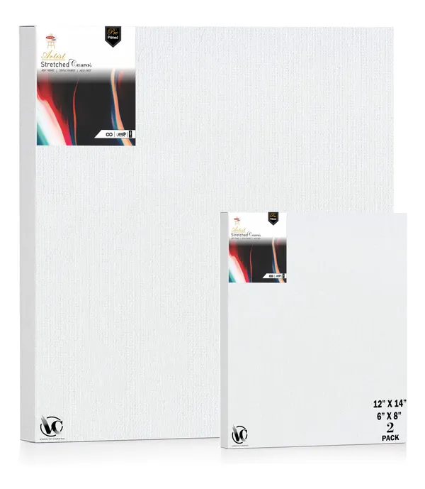 Variety_Canvas®___6"x_8"_(15x20_cm),_12"X14"_(30X35_cm)_Pack_of_2__Artist_Series_10_Oz_100%_Cotton_Pre-Stretched_Canvas_with_Wooden_Frame__20X25__MM_|_Primed_Canvas_Stretched_for_Oil_&_Acrylic_Painting.