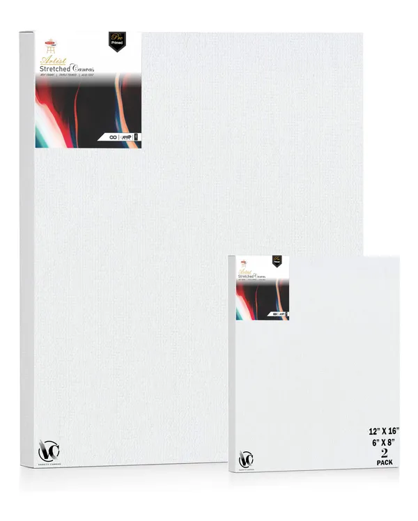Variety_Canvas®___6"x_8"_(15x20_cm),_12"X16"_(30X40_cm)_Pack_of_2__Artist_Series_10_Oz_100%_Cotton_Pre-Stretched_Canvas_with_Wooden_Frame__20X25_MM_|_Primed_Canvas_Stretched_for_Oil_&_Acrylic_Painting.