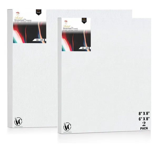 Variety_Canvas®___6"x_8"_(15x20_cm),_8"X8"_(20X20_cm)_Pack_of_2__Artist_Series_10_Oz_100%_Cotton_Pre-Stretched_Canvas_with_Wooden_Frame__20X25__MM_|_Primed_Canvas_Stretched_for_Oil_&_Acrylic_Painting.