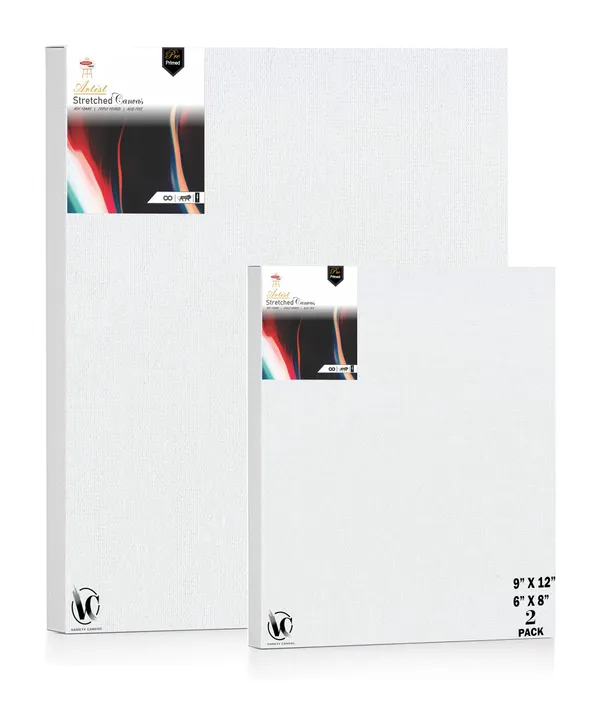 Variety_Canvas®___6"x_8"_(15x20_cm),_9"X12"_(22.5X30_cm)_Pack_of_2__Artist_Series_10_Oz_100%_Cotton_Pre-Stretched_Canvas_with_Wooden_Frame__20X25_MM_|_Primed_Canvas_Stretched_for_Oil_&_Acrylic_Painting.