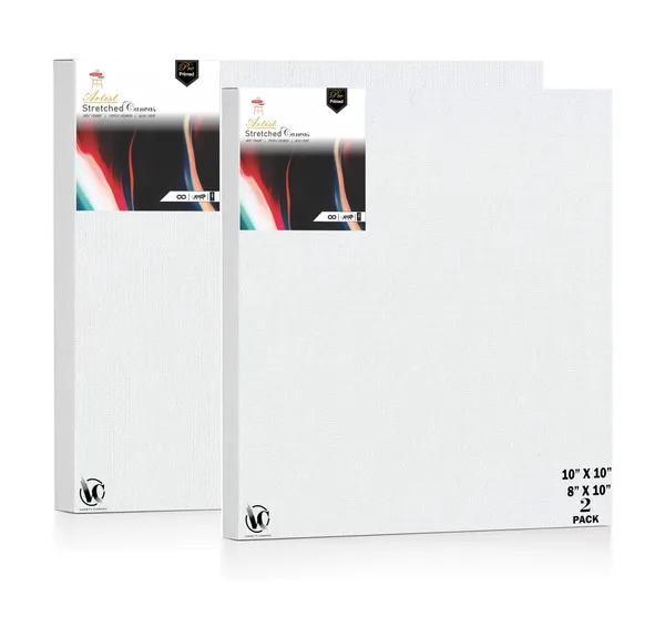 Variety_Canvas®___8"x_10"_(20x25_cm),_10"X10"_(25X25_cm)_Pack_of_2__Artist_Series_10_Oz_100%_Cotton_Pre-Stretched_Canvas_with_Wooden_Frame__20X25__MM_|_Primed_Canvas_Stretched_for_Oil_&_Acrylic_Painting.