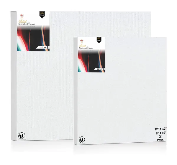 Variety_Canvas®___8"x_10"_(20x25_cm),_12"X12"_(30X30_cm)_Pack_of_2__Artist_Series_10_Oz_100%_Cotton_Pre-Stretched_Canvas_with_Wooden_Frame__20X25__MM_|_Primed_Canvas_Stretched_for_Oil_&_Acrylic_Painting.