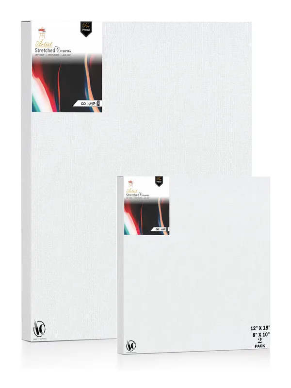 Variety_Canvas®___8"x_10"_(20x25_cm),_12"X18"_(30X45_cm)_Pack_of_2__Artist_Series_10_Oz_100%_Cotton_Pre-Stretched_Canvas_with_Wooden_Frame__20X25__MM_|_Primed_Canvas_Stretched_for_Oil_&_Acrylic_Painting.