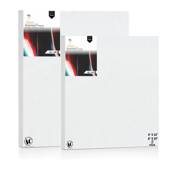 Variety_Canvas®___8"x_10"_(20x25_cm),_9"X12"_(22.5X30_cm)_Pack_of_2__Artist_Series_10_Oz_100%_Cotton_Pre-Stretched_Canvas_with_Wooden_Frame__20X25__MM_|_Primed_Canvas_Stretched_for_Oil_&_Acrylic_Painting.