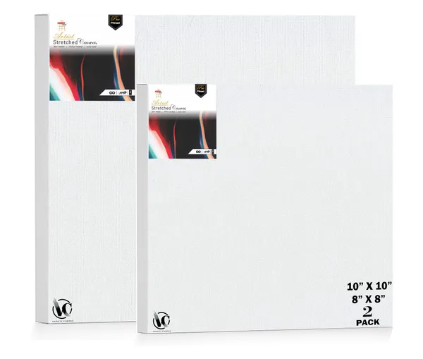 Variety_Canvas®___8"x_8"_(20x20_cm),_10"X10"_(25X25_cm)_Pack_of_2__Artist_Series_10_Oz_100%_Cotton_Pre-Stretched_Canvas_with_Wooden_Frame__20X25__MM_|_Primed_Canvas_Stretched_for_Oil_&_Acrylic_Painting.