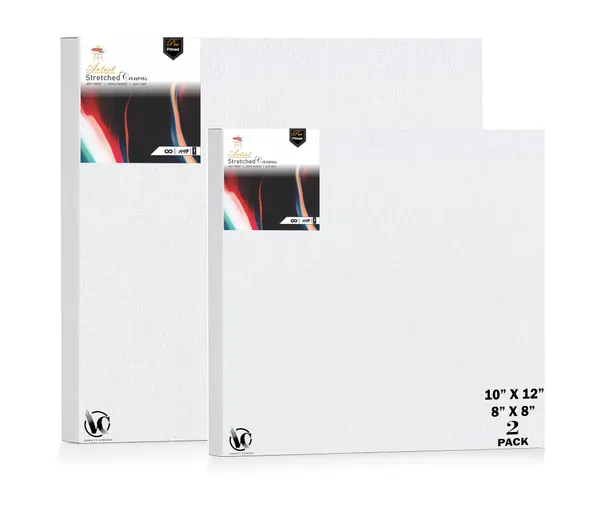 Variety_Canvas®___8"x_8"_(20x20_cm),_10"X12"_(25X30_cm)_Pack_of_2__Artist_Series_10_Oz_100%_Cotton_Pre-Stretched_Canvas_with_Wooden_Frame__20X25__MM_|_Primed_Canvas_Stretched_for_Oil_&_Acrylic_Painting.
