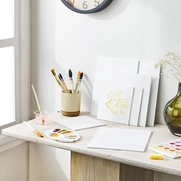 Variety_Canvas®___8"x_8"_(20x20_cm),_10"X14"_(25X35_cm)_Pack_of_2__Artist_Series_10_Oz_100%_Cotton_Pre-Stretched_Canvas_with_Wooden_Frame__20X25__MM_|_Primed_Canvas_Stretched_for_Oil_&_Acrylic_Painting.