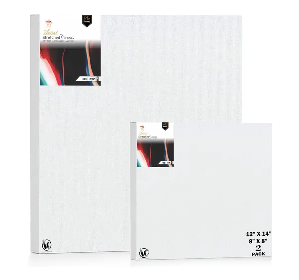 Variety_Canvas®___8"x_8"_(20x20_cm),_12"X14"_(30X35_cm)_Pack_of_2__Artist_Series_10_Oz_100%_Cotton_Pre-Stretched_Canvas_with_Wooden_Frame__20X25__MM_|_Primed_Canvas_Stretched_for_Oil_&_Acrylic_Painting.