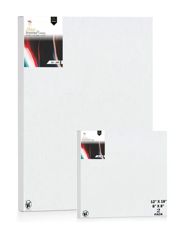 Variety_Canvas®___8"x_8"_(20x20_cm),_12"X18"_(30X45_cm)_Pack_of_2__Artist_Series_10_Oz_100%_Cotton_Pre-Stretched_Canvas_with_Wooden_Frame__20X25__MM_|_Primed_Canvas_Stretched_for_Oil_&_Acrylic_Painting.