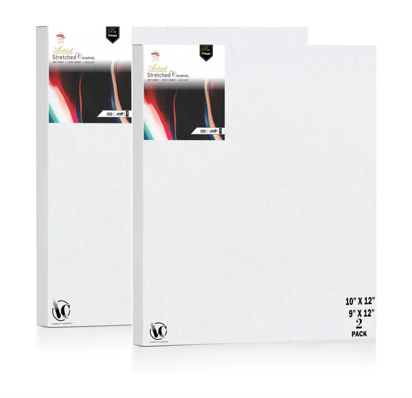 Variety_Canvas®___9"x_12"_(22.5x30_cm),_10"X12"_(25X30_cm)_Pack_of_2__Artist_Series_10_Oz_100%_Cotton_Pre-Stretched_Canvas_with_Wooden_Frame__20X25__MM_|_Primed_Canvas_Stretched_for_Oil_&_Acrylic_Painting.