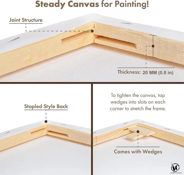 Variety_Canvas®___9"x_12"_(22.5x30_cm),_12"X12"_(30X30_cm)_Pack_of_2__Artist_Series_10_Oz_100%_Cotton_Pre-Stretched_Canvas_with_Wooden_Frame__20X25__MM_|_Primed_Canvas_Stretched_for_Oil_&_Acrylic_Painting.