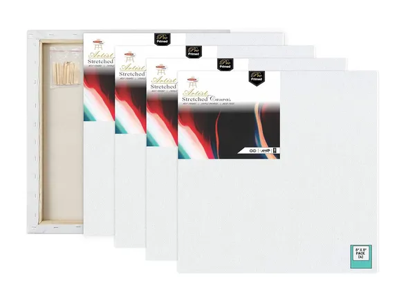8x8_White_Pre_Stretched_Canvas_Pack_Of_4
