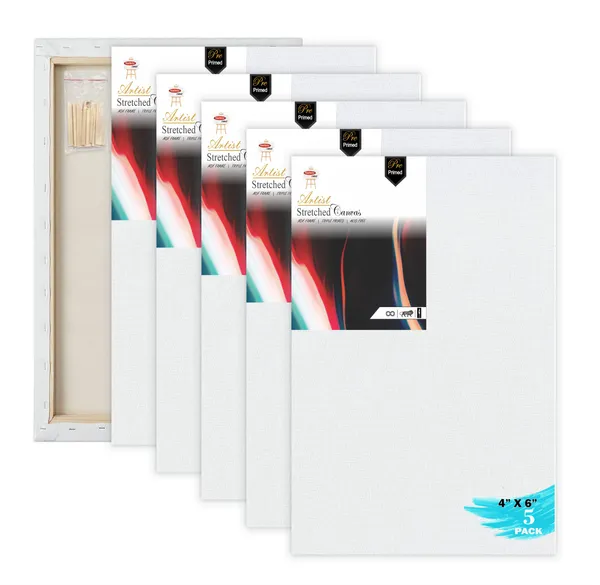 White_Primed_Cotton_Pre_Stretched_Canvas_With_Wooden_Frame_Pack_Of_5
