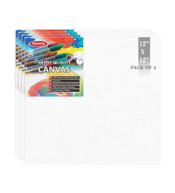 12_X_12_Inch_Cotton_Canvas_Board_For_Acrylic_Painting,_30X30_Cm,_Medium_Grain_Triple_Primed_White_Color_Pack_Of_4