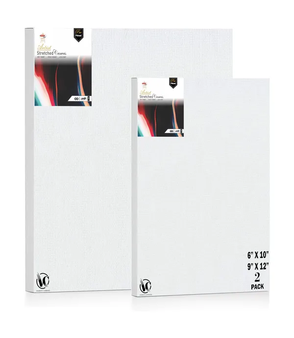 Variety_Canvas®___6"x_10"_(15x25_cm),_9"X12"_(22.5X30_cm)_Pack_of_2__Artist_Series_10_Oz_100%_Cotton_Pre-Stretched_Canvas_with_Wooden_Frame__20X25__MM_|_Primed_Canvas_Stretched_for_Oil_&_Acrylic_Painting.