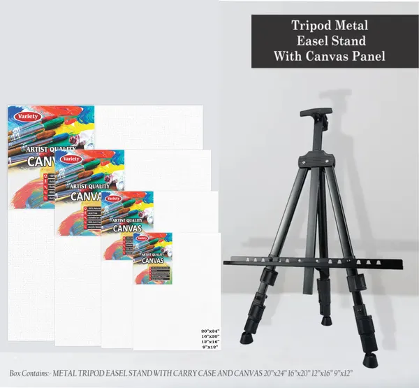 Variety_Tripod_Metal_Easel_Stand_With_Canvas_Boards_20X24_,_16X20_,_12X16_,_9X12