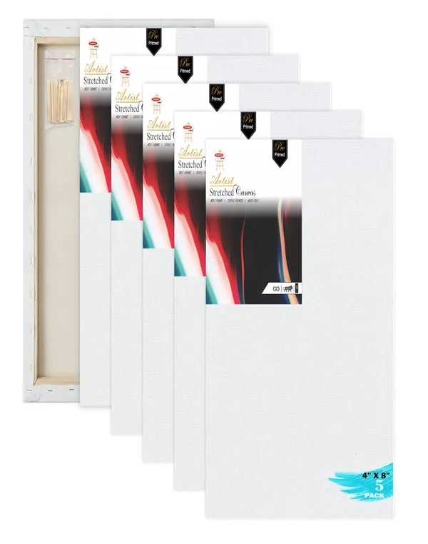 4X8_STRETCHED_WHITE_PRIMED_COTTON_PRE_STRETCHED_CANVAS_WITH_WOODEN_FRAME_PACK_OF_5