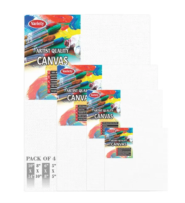 10x14_8x10_6x8_5x5_Inch_Cotton_Canvas_Board_for_Acrylic_Painting,_25x35_cm,_Medium_Grain_Triple_Primed_White_Color_Pack_of_4
