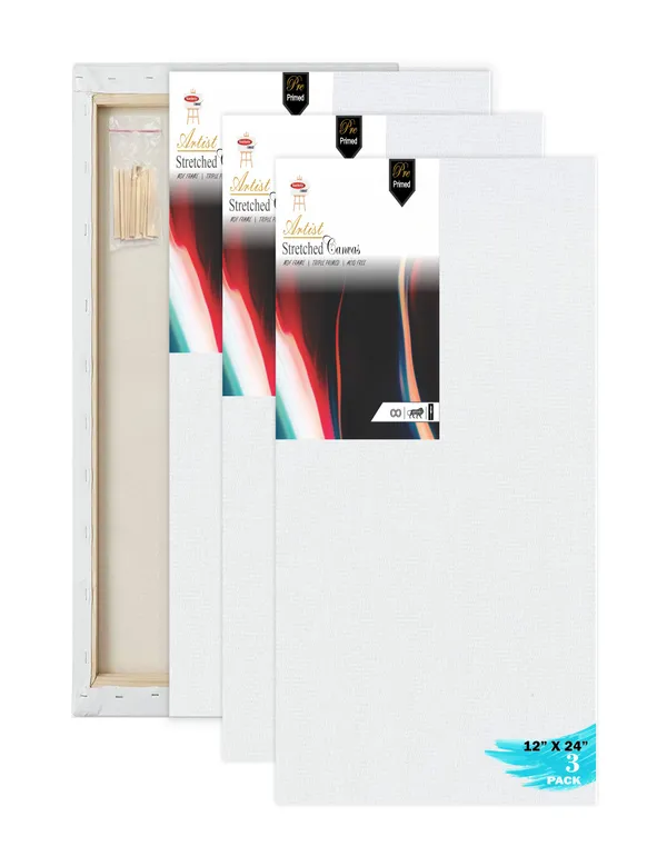 12X24_STRETCHED_White_Primed_Cotton_Pre_Stretched_Canvas_With_Wooden_Frame_Pack_Of_3