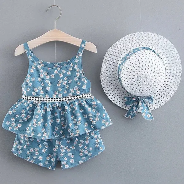 Sky_Blue_Flower_Printed_Top__Short_For_Girl