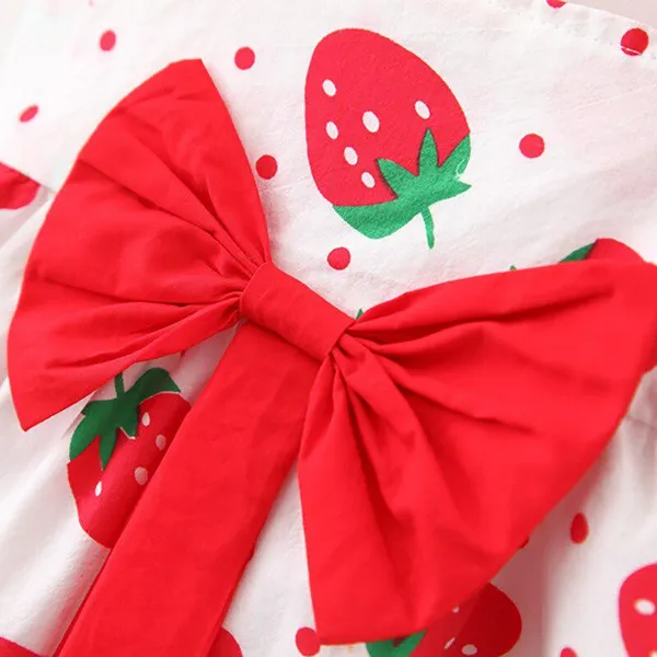 Georgette_Red_Printed_Strawberry_Frock_For_Girl
