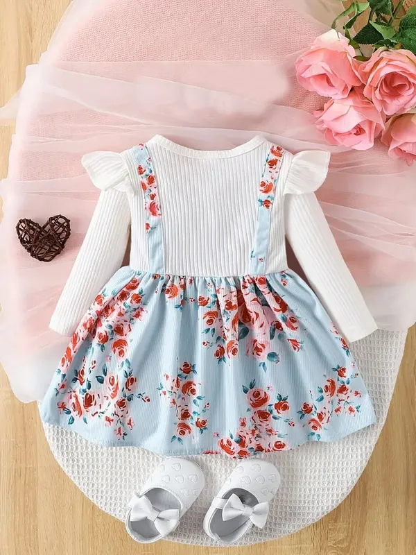 Sky_Blue_Flower_Printed_Polka_Western_Frock_For_Girl