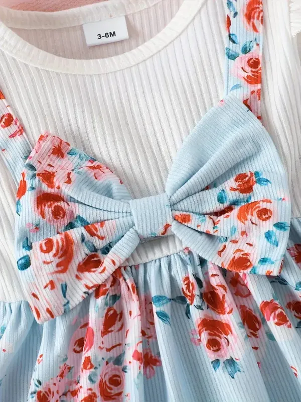Sky_Blue_Flower_Printed_Polka_Western_Frock_For_Girl