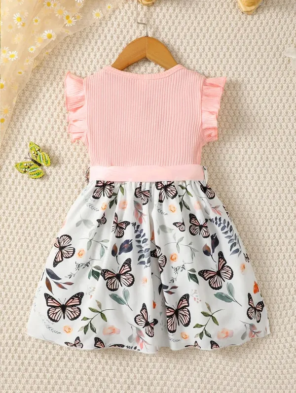 Light_Pink_Butterfly_Printed_Princess_Dress_For_Girls