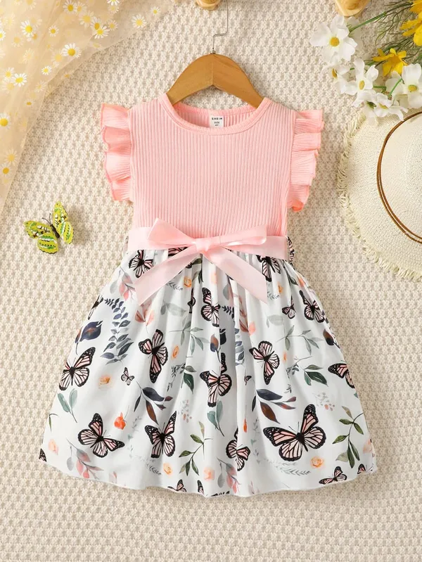Light_Pink_Butterfly_Printed_Princess_Dress_For_Girls