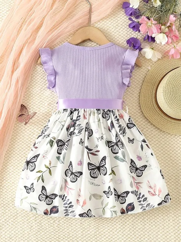 Purple_Butterfly_Printed_Floral_Dress_For_Girls