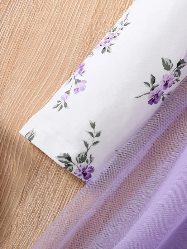 Light_Purple_Flower_Printed_Floral_Dress_For_Girls
