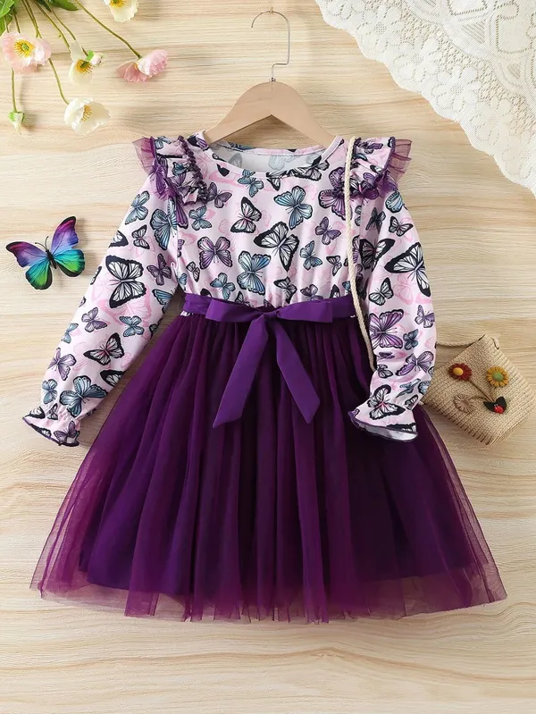 Georgette_Purple_Butterfly_Printed_Dress_For_Girls
