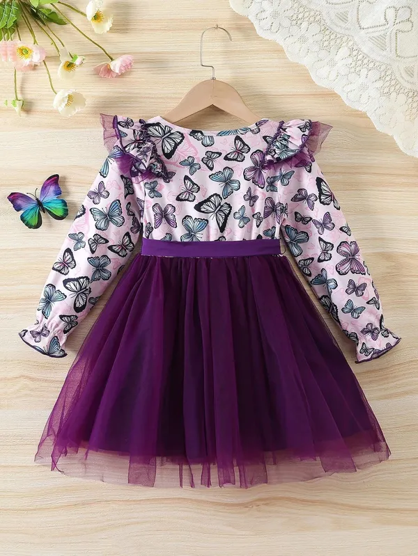 Georgette_Purple_Butterfly_Printed_Dress_For_Girls